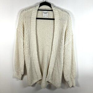 Abercrombie & Fitch Ivory Open Front Knit Cardigan Women’s Size XL Cottagecore‎